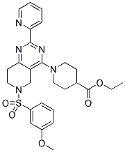 1-[6-(3-METHOXY-BENZENESULFONYL)-2-PYRIDIN-2-YL-5,6,7,8-TETRAHYDRO-PYRIDO[4,3-D]PYRIMIDIN-4-YL]-PIPERIDINE-4-CARBOXYLIC ACID ETHYL ESTER Struktur