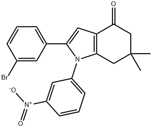 2-(3-BROMOPHENYL)-6,6-DIMETHYL-1-(3-NITROPHENYL)-5,6,7-TRIHYDROINDOL-4-ONE Struktur