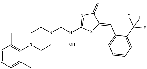 2-[([4-(2,6-DIMETHYLPHENYL)PIPERAZINO]METHYL)(HYDROXY)AMINO]-5-((Z)-[2-(TRIFLUOROMETHYL)PHENYL]METHYLIDENE)-1,3-THIAZOL-4-ONE Struktur