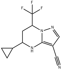 5-CYCLOPROPYL-7-TRIFLUOROMETHYL-4,5,6,7-TETRAHYDRO-PYRAZOLO[1,5-A]PYRIMIDINE-3-CARBONITRILE Struktur