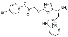 2-(5-[1-AMINO-2-(1H-INDOL-3-YL)-ETHYL]-[1,3,4]OXADIAZOL-2-YLSULFANYL)-N-(4-BROMO-PHENYL)-ACETAMIDE Struktur