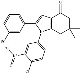 2-(3-BROMOPHENYL)-1-(4-CHLORO-3-NITROPHENYL)-6,6-DIMETHYL-5,6,7-TRIHYDROINDOL-4-ONE Struktur