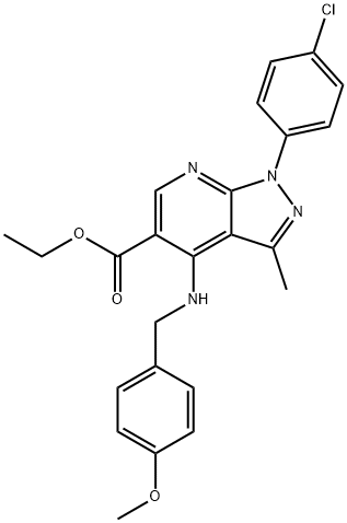 ETHYL 1-(4-CHLOROPHENYL)-4-[(4-METHOXYBENZYL)AMINO]-3-METHYL-1H-PYRAZOLO[3,4-B]PYRIDINE-5-CARBOXYLATE Struktur