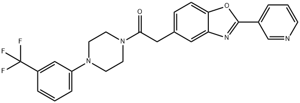 2-[2-(3-PYRIDINYL)-1,3-BENZOXAZOL-5-YL]-1-(4-[3-(TRIFLUOROMETHYL)PHENYL]PIPERAZINO)-1-ETHANONE Struktur