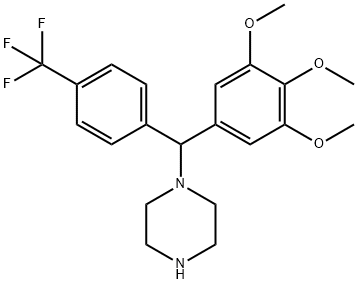 1-[[4-(TRIFLUOROMETHYL)PHENYL](3,4,5-TRIMETHOXYPHENYL)METHYL]PIPERAZINE Struktur