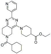 1-(6-CYCLOHEXANECARBONYL-2-PYRIDIN-3-YL-5,6,7,8-TETRAHYDRO-PYRIDO[4,3-D]PYRIMIDIN-4-YL)-PIPERIDINE-4-CARBOXYLIC ACID ETHYL ESTER Struktur