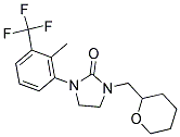 1-[2-METHYL-3-(TRIFLUOROMETHYL)PHENYL]-3-(TETRAHYDRO-2H-PYRAN-2-YLMETHYL)IMIDAZOLIDIN-2-ONE Struktur