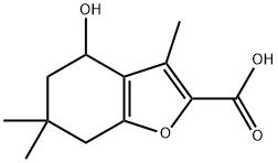 4-HYDROXY-3,6,6-TRIMETHYL-4,5,6,7-TETRAHYDRO-1-BENZOFURAN-2-CARBOXYLIC ACID Struktur