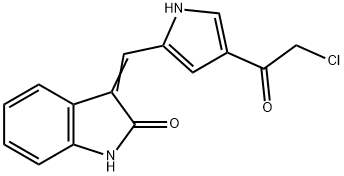 3-[4-(2-CHLORO-ACETYL)-1H-PYRROL-2-YLMETHYLENE]-1,3-DIHYDRO-INDOL-2-ONE Struktur