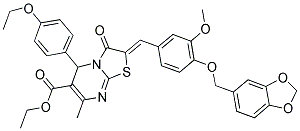 (Z)-ETHYL 2-(BENZO[D][1,3]DIOXOL-5-YLMETHOXY)-3-METHOXYBENZYLIDENE)-5-(4-ETHOXYPHENYL)-7-METHYL-3-OXO-3,5-DIHYDRO-2H-THIAZOLO[3,2-A]PYRIMIDINE-6-CARBOXYLATE Struktur