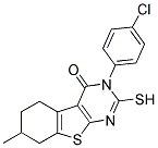 3-(4-CHLORO-PHENYL)-2-MERCAPTO-7-METHYL-5,6,7,8-TETRAHYDRO-3H-BENZO[4,5]THIENO[2,3-D]PYRIMIDIN-4-ONE Struktur