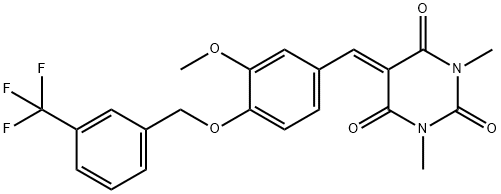 5-[(3-METHOXY-4-([3-(TRIFLUOROMETHYL)BENZYL]OXY)PHENYL)METHYLENE]-1,3-DIMETHYL-2,4,6(1H,3H,5H)-PYRIMIDINETRIONE Struktur