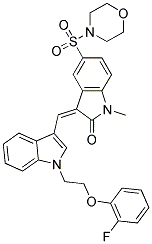 (Z)-3-((1-(2-(2-FLUOROPHENOXY)ETHYL)-1H-INDOL-3-YL)METHYLENE)-1-METHYL-5-(MORPHOLINOSULFONYL)INDOLIN-2-ONE Struktur