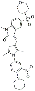 (Z)-3-((2,5-DIMETHYL-1-(3-NITRO-4-(PIPERIDIN-1-YL)PHENYL)-1H-PYRROL-3-YL)METHYLENE)-1-METHYL-5-(MORPHOLINOSULFONYL)INDOLIN-2-ONE Struktur