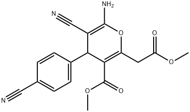 METHYL 6-AMINO-5-CYANO-4-(4-CYANOPHENYL)-2-(2-METHOXY-2-OXOETHYL)-4H-PYRAN-3-CARBOXYLATE Struktur