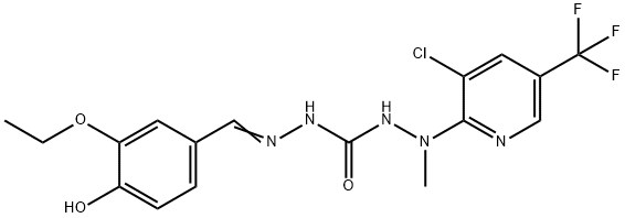 N''-[3-CHLORO-5-(TRIFLUOROMETHYL)-2-PYRIDINYL]-N'''-[(E)-(3-ETHOXY-4-HYDROXYPHENYL)METHYLIDENE]-N''-METHYLCARBONIC DIHYDRAZIDE Struktur