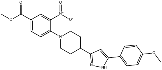 METHYL 4-(4-[5-(4-METHOXYPHENYL)-1H-PYRAZOL-3-YL]PIPERIDINO)-3-NITROBENZENECARBOXYLATE Struktur