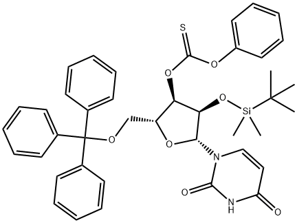 2'-O-(TERT-BUTYLDIMETHYLSILYL)-3'-O-(PHENOXYTHIONCARBONYL)-5'-O-TRITYLURIDINE Struktur