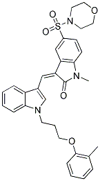 (Z)-1-METHYL-5-(MORPHOLINOSULFONYL)-3-((1-(3-(O-TOLYLOXY)PROPYL)-1H-INDOL-3-YL)METHYLENE)INDOLIN-2-ONE Struktur