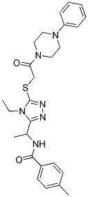 N-(1-(4-ETHYL-5-(2-OXO-2-(4-PHENYLPIPERAZIN-1-YL)ETHYLTHIO)-4H-1,2,4-TRIAZOL-3-YL)ETHYL)-4-METHYLBENZAMIDE Struktur