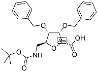 5S-T-BUTYLOXYCARBONYLAMINOMETHYL-3S,4R-DIBENZYLOXY-TETRAHYDROFURANE-2R-CARBOXYLIC ACID Struktur