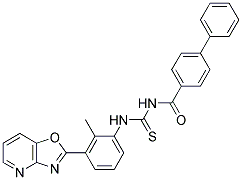 N-(2-METHYL-3-(OXAZOLO[4,5-B]PYRIDIN-2-YL)PHENYLCARBAMOTHIOYL)BIPHENYL-4-CARBOXAMIDE Struktur