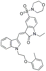 (Z)-1-ETHYL-5-(MORPHOLINOSULFONYL)-3-((1-(2-(O-TOLYLOXY)ETHYL)-1H-INDOL-3-YL)METHYLENE)INDOLIN-2-ONE Struktur