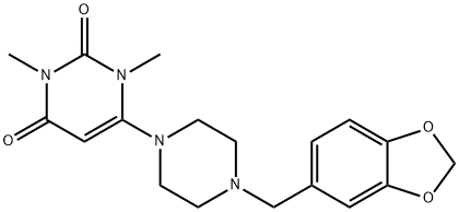 6-[4-(1,3-BENZODIOXOL-5-YLMETHYL)PIPERAZINO]-1,3-DIMETHYL-2,4(1H,3H)-PYRIMIDINEDIONE Struktur