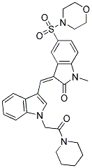 (Z)-1-METHYL-5-(MORPHOLINOSULFONYL)-3-((1-(2-OXO-2-(PIPERIDIN-1-YL)ETHYL)-1H-INDOL-3-YL)METHYLENE)INDOLIN-2-ONE Struktur