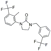 1-[2-METHYL-3-(TRIFLUOROMETHYL)PHENYL]-3-[3-(TRIFLUOROMETHYL)BENZYL]IMIDAZOLIDIN-2-ONE Struktur