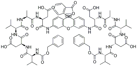 RHODAMINE 110, BIS-(N-CBZ-L-VALYL-L-ASPARTYL-L-VALYL-L-ALANYL-L-ASPARTIC ACID AMIDE) Struktur