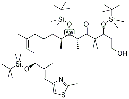 (3S,6R,7S,8S,12Z,15S,16E)-3,7,15-TRIS-([TERT-BUTYL(DIMETHYL)SILYL]OXY)-1-HYDROXY-4,4,6,8,12,16-HEXAMETHYL-17-(2-METHYL-1,3-THIAZOL-4-YL)HEPTADECA-12,16-DIEN-5-ONE Struktur