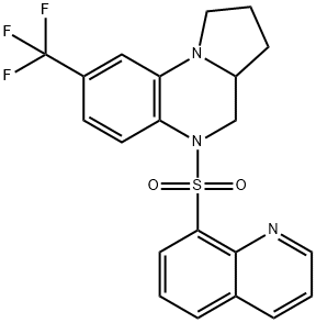 5-(8-QUINOLINYLSULFONYL)-8-(TRIFLUOROMETHYL)-1,2,3,3A,4,5-HEXAHYDROPYRROLO[1,2-A]QUINOXALINE Struktur