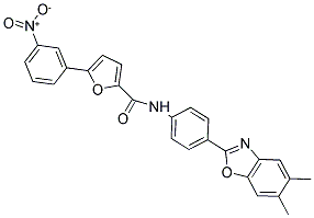 N-(4-(5,6-DIMETHYLBENZO[D]OXAZOL-2-YL)PHENYL)-5-(3-NITROPHENYL)FURAN-2-CARBOXAMIDE Struktur