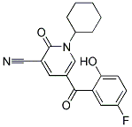 1-CYCLOHEXYL-5-(5-FLUORO-2-HYDROXYBENZOYL)-2-OXO-1,2-DIHYDROPYRIDINE-3-CARBONITRILE Struktur