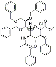 METHYL 5-ACETAMIDO-4,7,8,9-TETRA-O-BENZYL-2-CHLORO-2,3,5-TRIDEOXY-3-PHENYLTHIO-D-ERYTHO-BETA-L-GLUCO-2-NONULOPYRANOSONATE Struktur