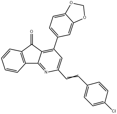 4-(1,3-BENZODIOXOL-5-YL)-2-[(E)-2-(4-CHLOROPHENYL)ETHENYL]-5H-INDENO[1,2-B]PYRIDIN-5-ONE Struktur