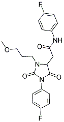 N-(4-FLUOROPHENYL)-2-[1-(4-FLUOROPHENYL)-3-(3-METHOXYPROPYL)-2,5-DIOXO-4-IMIDAZOLIDINYL]ACETAMIDE Struktur