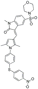 (Z)-3-((2,5-DIMETHYL-1-(4-(4-NITROPHENYLTHIO)PHENYL)-1H-PYRROL-3-YL)METHYLENE)-1-METHYL-5-(MORPHOLINOSULFONYL)INDOLIN-2-ONE Struktur