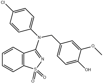 4-([(4-CHLOROPHENYL)(1,1-DIOXIDO-1,2-BENZISOTHIAZOL-3-YL)AMINO]METHYL)-2-METHOXYPHENOL Struktur