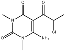 6-AMINO-5-(2-CHLOROPROPANOYL)-1,3-DIMETHYLPYRIMIDINE-2,4(1H,3H)-DIONE Struktur