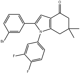 1-(3,4-DIFLUOROPHENYL)-2-(3-BROMOPHENYL)-6,6-DIMETHYL-5,6,7-TRIHYDROINDOL-4-ONE Struktur