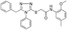 2-[(5-BENZYL-4-PHENYL-4H-1,2,4-TRIAZOL-3-YL)SULFANYL]-N-(2-METHOXY-5-METHYLPHENYL)ACETAMIDE Struktur