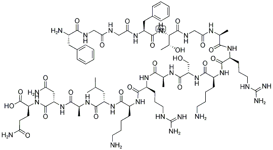 (2S)-2-[(2S)-2-[(2S)-2-[(2S)-2-[(2S)-6-アミノ-2-[(2S)-2-[(2S)-2-[(2S)-2-[(2S)-6-アミノ-2-[(2S)-2-[(2S)-2-{2-[(2S,3R)-2-[(2S)-2-(2-{2-[(2S)-2-アミノ-3-フェニルプロパンアミド]アセトアミド}アセトアミド)-3-フェニルプロパンアミド]-3-ヒドロキシブタンアミド]アセトアミド}プロパンアミド]-5-カルバムイミドアミドペンタンアミド]ヘキサンアミド]-3-ヒドロキシプロパンアミド]プロパンアミド]-5-カルバムイミドアミドペンタンアミド]ヘキサンアミド]-4-メチルペンタンアミド]プロパンアミド]-3-カルバモイルプロパンアミド]-4-カルバモイルブタン酸