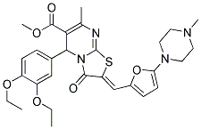 (Z)-METHYL 5-(3,4-DIETHOXYPHENYL)-7-METHYL-2-((5-(4-METHYLPIPERAZIN-1-YL)FURAN-2-YL)METHYLENE)-3-OXO-3,5-DIHYDRO-2H-THIAZOLO[3,2-A]PYRIMIDINE-6-CARBOXYLATE Struktur