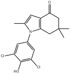 1-(3,5-DICHLORO-4-HYDROXYPHENYL)-2,6,6-TRIMETHYL-5,6,7-TRIHYDROINDOL-4-ONE Struktur