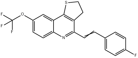 4-[(E)-2-(4-FLUOROPHENYL)ETHENYL]-2,3-DIHYDROTHIENO[3,2-C]QUINOLIN-8-YL TRIFLUOROMETHYL ETHER Struktur