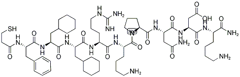 3-MERCAPTO-PROPIONYL-PHE-CHA-CHA-ARG-LYS-PRO-ASN-ASP-LYS-AMIDE Struktur