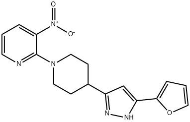 4-[5-(2-FURYL)-1H-PYRAZOL-3-YL]-1-(3-NITRO-2-PYRIDINYL)PIPERIDINE Struktur