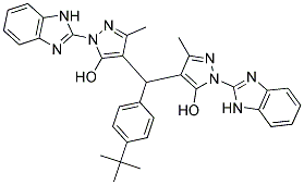 4,4'-((4-TERT-BUTYLPHENYL)METHYLENE)BIS(1-(1H-BENZO[D]IMIDAZOL-2-YL)-3-METHYL-1H-PYRAZOL-5-OL) Struktur